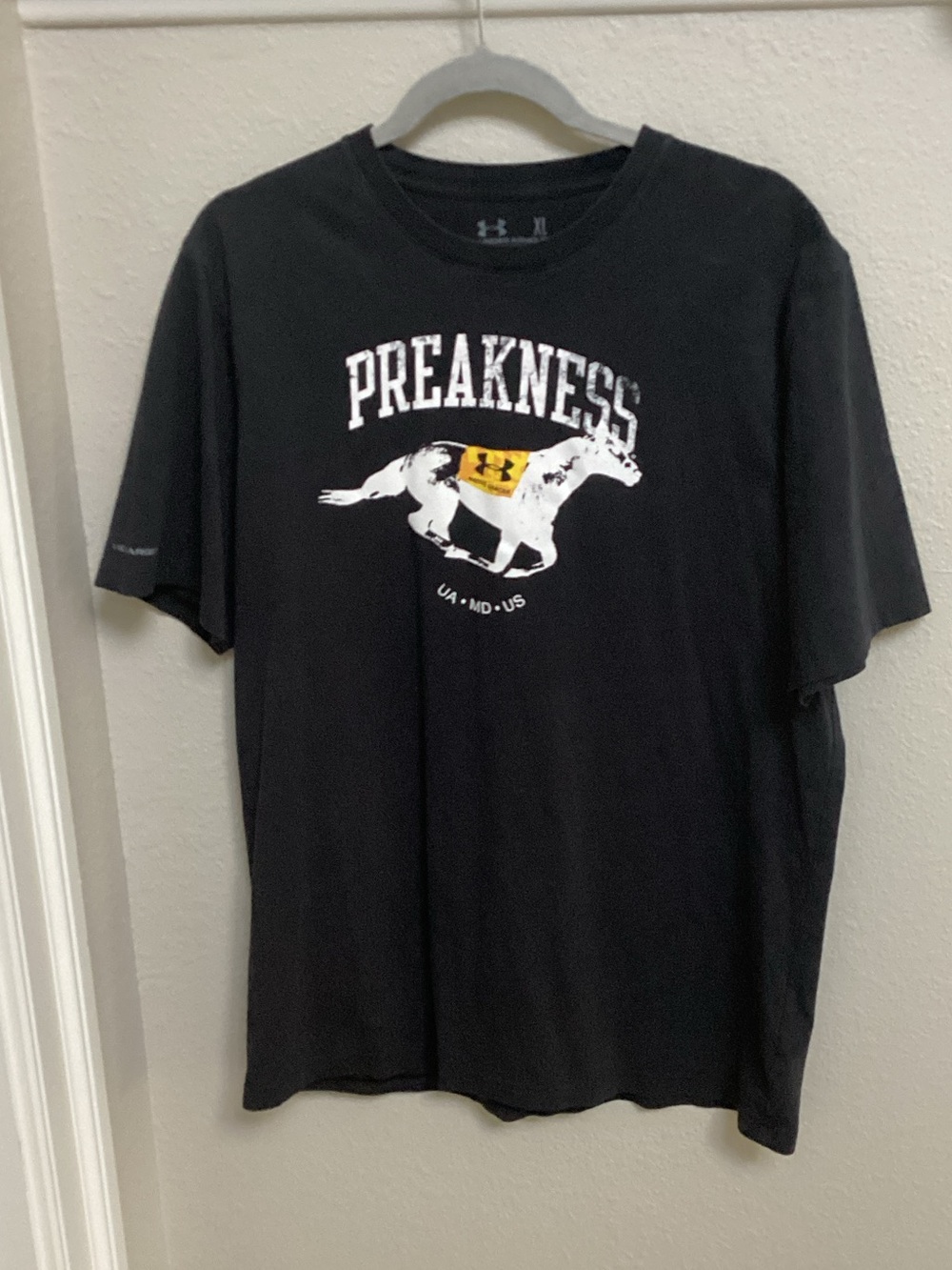 Under Armour Black Preakness Graphic Short Sleeve Tee with Yellow Accent